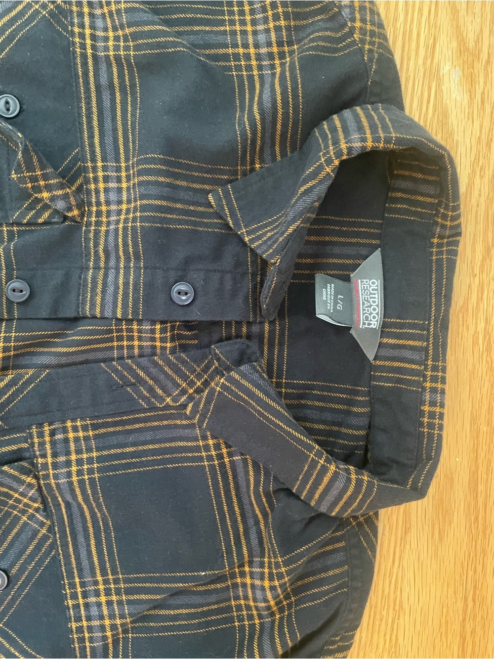 Outdoor Research Black and Yellow Plaid Button-Down Shirt